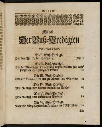 Inhalt. Der Buß-Predigten