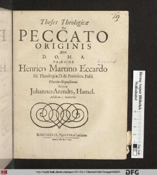 Theses Theologicae De Peccato Originis