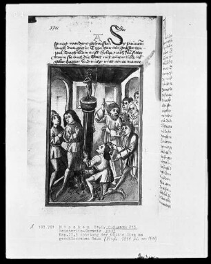 Weltchronik des Jansen Enikel — Anbetung der Göttin Cisa im geschlossenen Raum, Folio 59verso