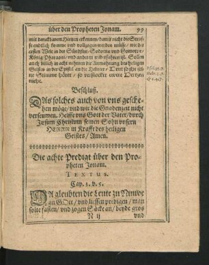 Die achte Predigt über den Propheten Jonam.