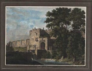'Castle of Carlisle - L(udwig) Martens f(ecit)' aquarellierte Radierung