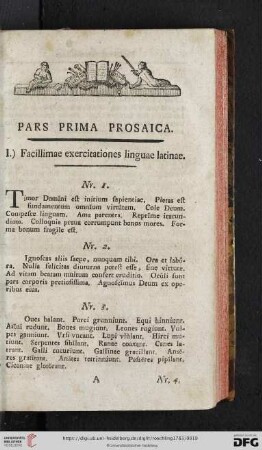I. Facillimae exercitationes linguae latinae
