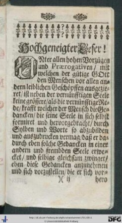 Hochgeneigter Leser!