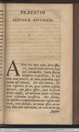 Praefatio Secundae Editionis