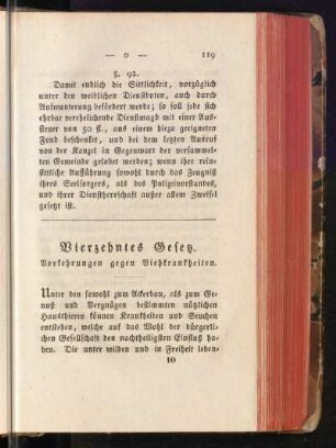 Vierzehntes Gesetz. Vorsehung gegen Viehkrankheiten