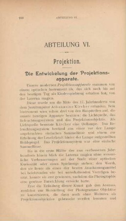 Abteilung VI. Projektion