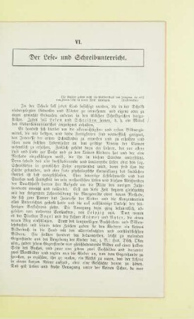 VI. Der Lese- und Schreibunterricht