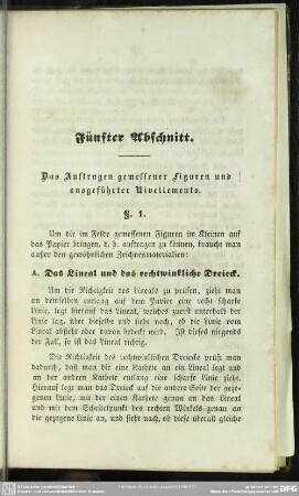 Fünfter Abschnitt. Das Auftragen gemessener Figuren und ausgeführter Nivellements