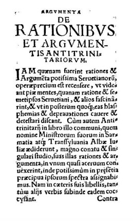 Argvmenta Antitrinitar.