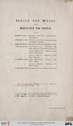 Inhalt der Bände von Herculanum und Pompeji