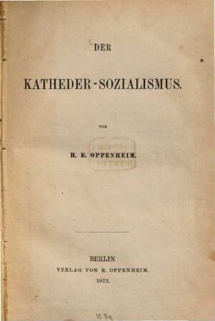 Der Katheder-Sozialismus