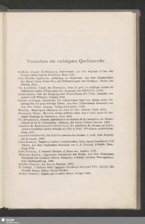 Verzeichnis der wichtigsten Quellenwerke