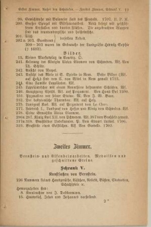 Zweites Zimmer. Bernstein- und Elfenbeinarbeiten. Medaillen und geschnittene Steine.