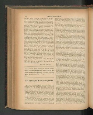 Les relations franco-anglaises.