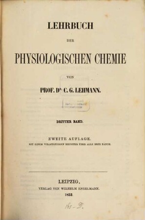 Lehrbuch der physiologischen Chemie. 3, Mit einem vollständigen Register über alle drei Bände