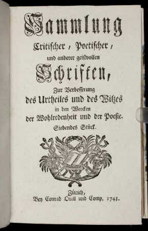 7: Sammlung critischer, poetischer und anderer geistvollen Schriften