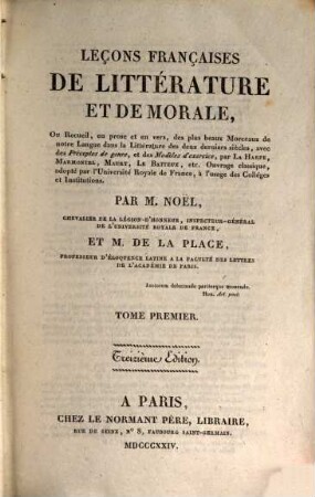 Leçons français de littérature et de morale, 1 (1824)