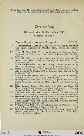 Aquarelle, Zeichnungen, Graphik (Nr. 218-282)