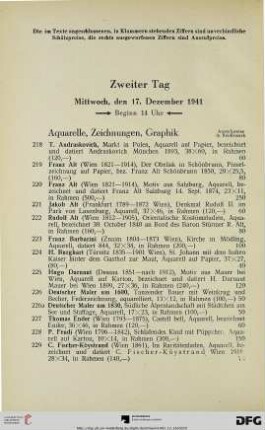 Aquarelle, Zeichnungen, Graphik (Nr. 218-282)