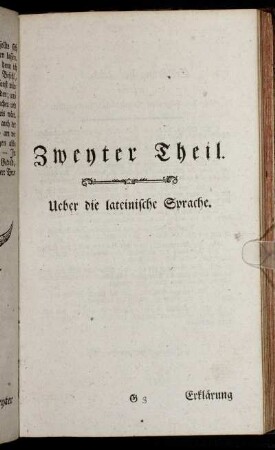 Zweyter Theil. Ueber die lateinische Sprache.