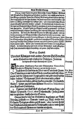 Das 45. Capitel. Von des Königes und ander Herren Geschencken an die Gesandten und etlichen der Unserigen. Item von der letzten offentlichen Audientz und Valet.