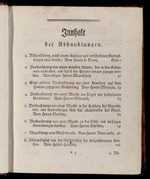Innhalt der Abhandlungen.