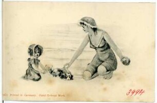 Frauen am Strand beim Bad