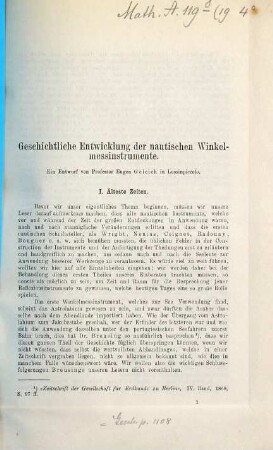 Geschichtliche Entwicklung der nautischen Winkelmessinstrumente