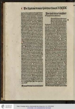 Incipit tractatulus de septem donis spiritus sancti.