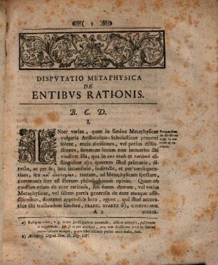 Dispvtatio Metaphysica De Entibvs Rationis