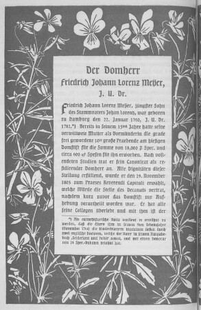 Der Domherr Friedrich Johann Lorenz Meyer, J. U. Dr.