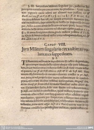 Caput VIII. Jura Militum singularia circa ultimas voluntates suppeditans.
