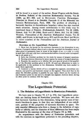 1. The relation fo logarithmic to Newtonian Potentials.