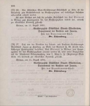 78. Ministerial-Bekanntmachung, den Wechsel in der Hauptagentur der Lebens-und Pensions-Versicherungs-Gesellschaft Janus zu Hamburg betreffend