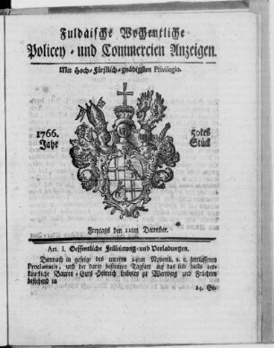 50tes Stück, Ausgabe vom 12. December 1766