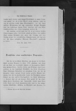 II. Bruchstücke einer ausführlichen Biographie.