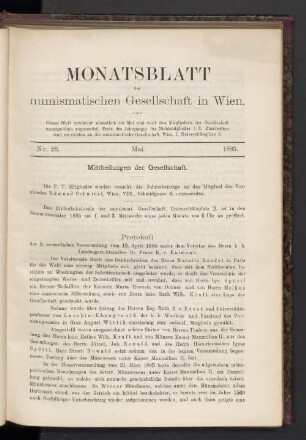 Nr. 22. Mai 1885