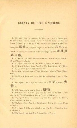 Errata du tome cinquième