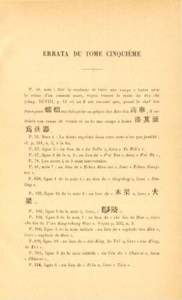 Errata du tome cinquième