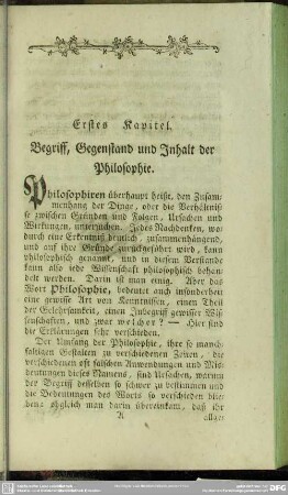 Erstes Kapitel. Begriff, Gegenstand und Inhalt der Philosophie
