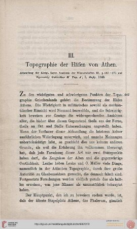 Kapitel III: Topographie der Häfen von Athen