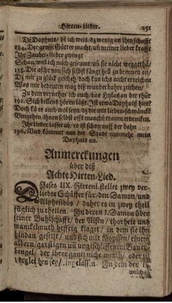 Anmerckungen über diß Achte Hirten-Lied