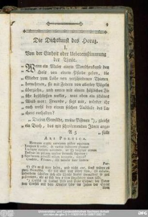 Die Dichtkunst des Horaz.