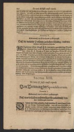 Sectio XIII. De veris & falsis causis repudii. Von Trennung der Sponsaliorum.