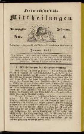 Zwanzigster Jahrgang. No. 1.