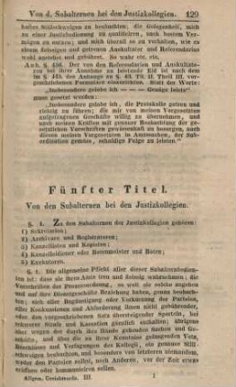 Fünfter Titel. Von den Subalternen bei den Justizkollegien