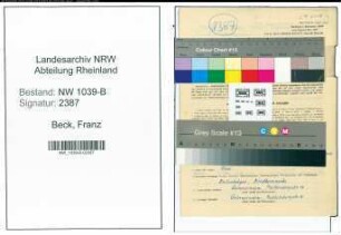 Entnazifizierung Franz Beck , geb. 07.12.1902 (Vertreter)