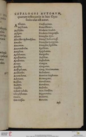 Catalogus autorum quorum testimoniis in hoc Opusculo usus est autor
