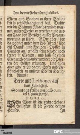 Texte und Lectiones auf das Jubel-Fest.