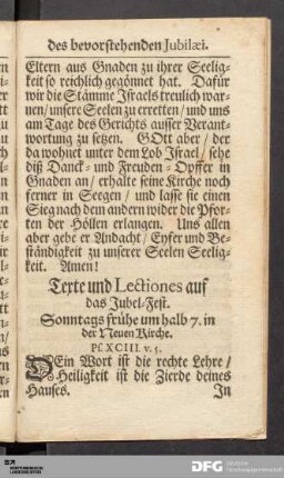 Texte und Lectiones auf das Jubel-Fest.